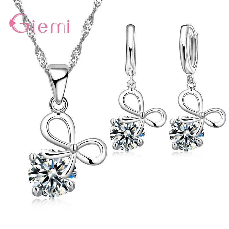 925 Silver Needle Jewelry Sets for Women Girls 34 Models Option Austrian Crystal Rhinestone Pearl Pendant Necklace Earrings