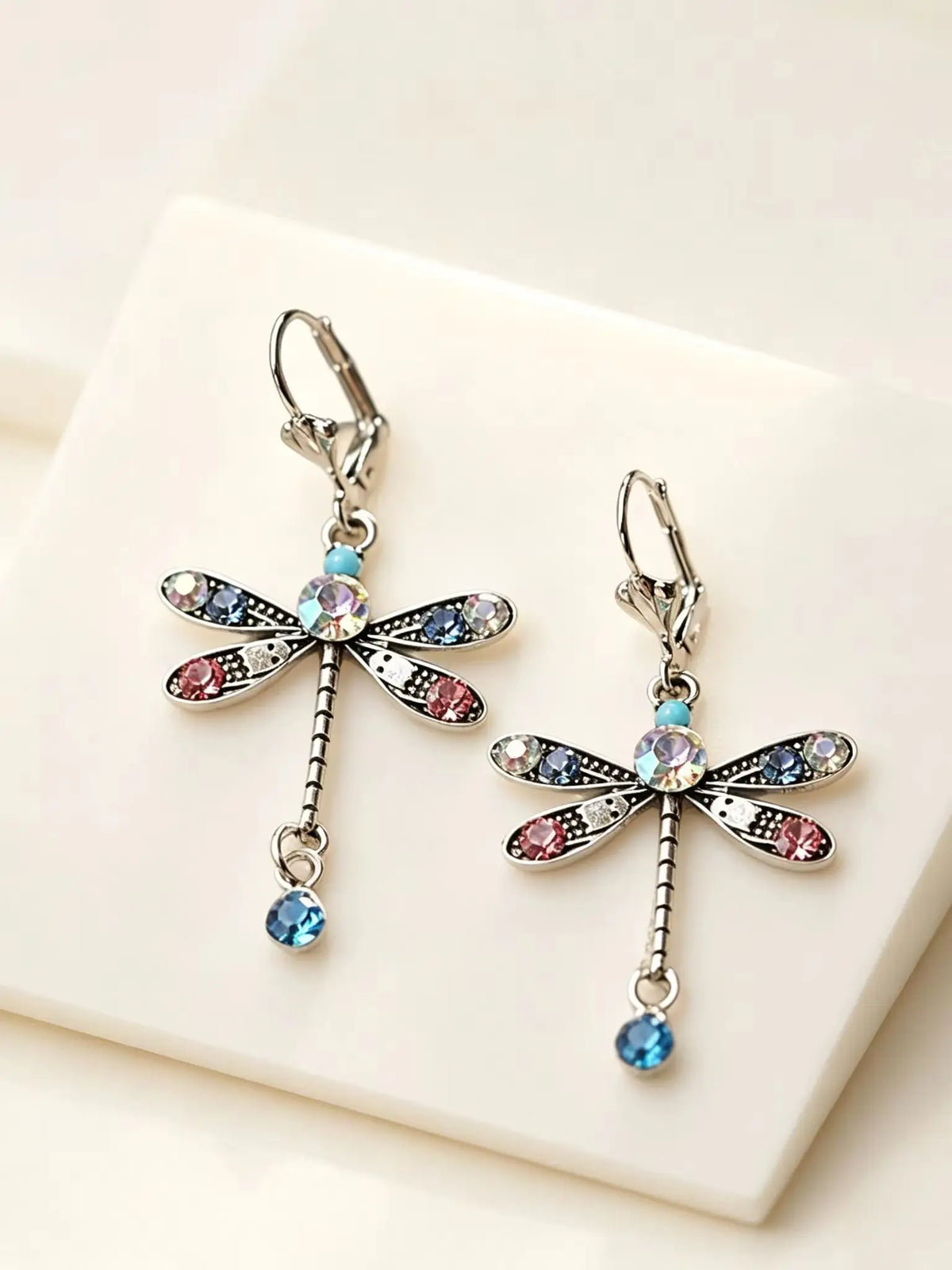 Charm Grace Female Small Animal Rainbow Zircon New Fashion Drop Dangle Earrings Unique Silver Color Wedding Jewelry For Women