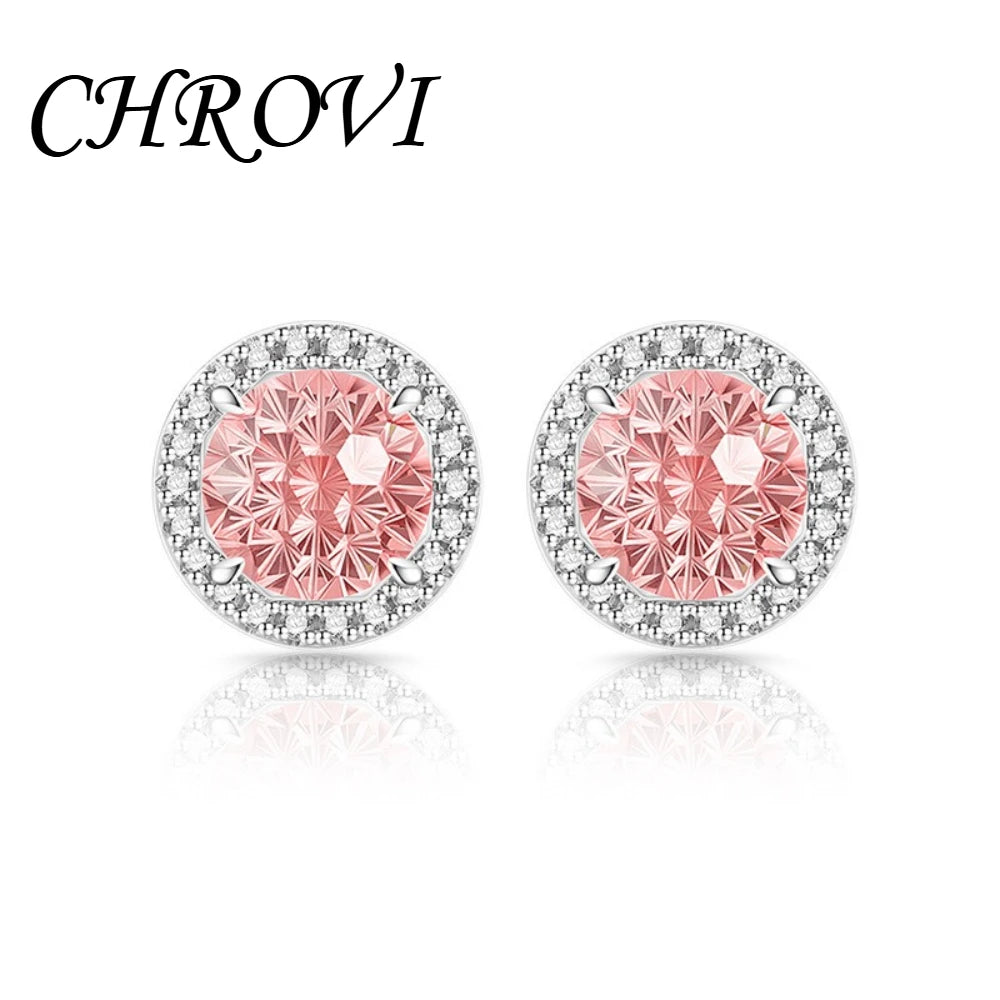 Exquisite 925 sterling silver gemstone-cut princess round earrings with ultra-shiny high-carat diamonds.