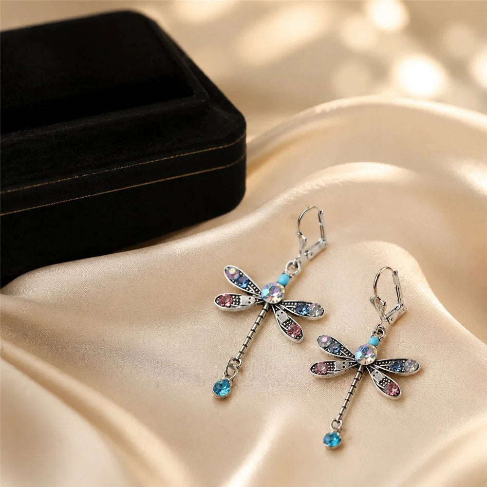 Charm Grace Female Small Animal Rainbow Zircon New Fashion Drop Dangle Earrings Unique Silver Color Wedding Jewelry For Women