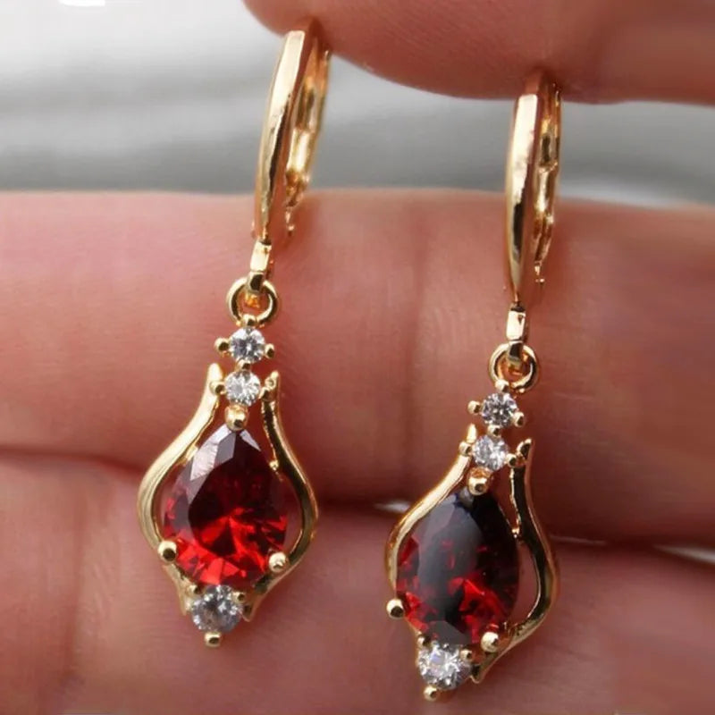 Light Luxury Temperament Accessories Earrings Multi-color Drop-shaped Zircon Earrings for Female Women Party Elegant Jewelry