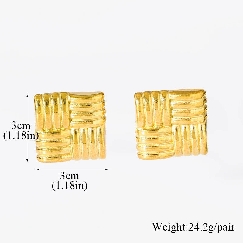 EILIECK 316L Stainless Steel Geometric Loops Dangle Earrings For Women New 18K Gold PVD Plated Ear Stud Water-resistant Jewelry