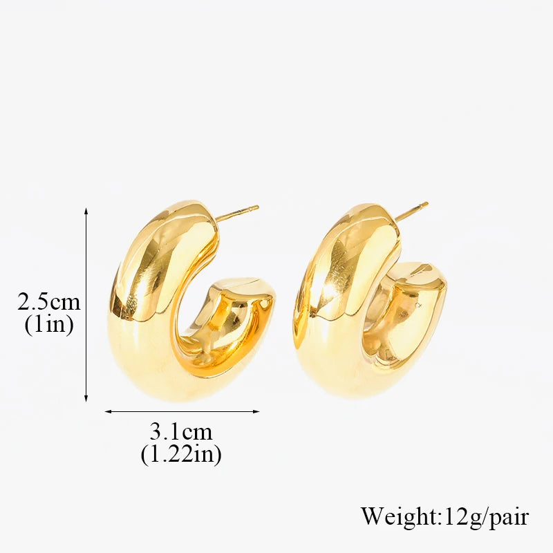 EILIECK 316L Stainless Steel Geometric Loops Dangle Earrings For Women New 18K Gold PVD Plated Ear Stud Water-resistant Jewelry