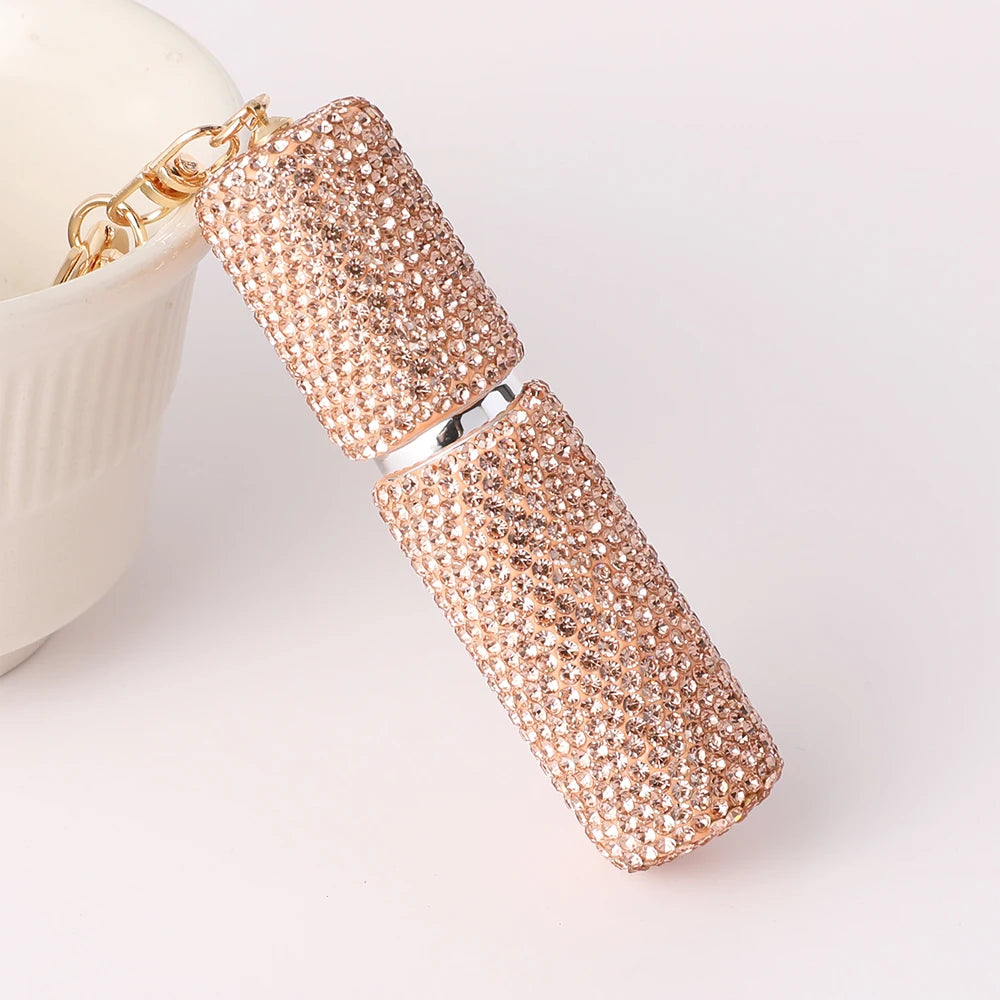 2026 New Perfume Bottle Keychain Full Rhinestone Women's Luxury Car Key Ring Y2K Fashion Accessories Creative Pendant
