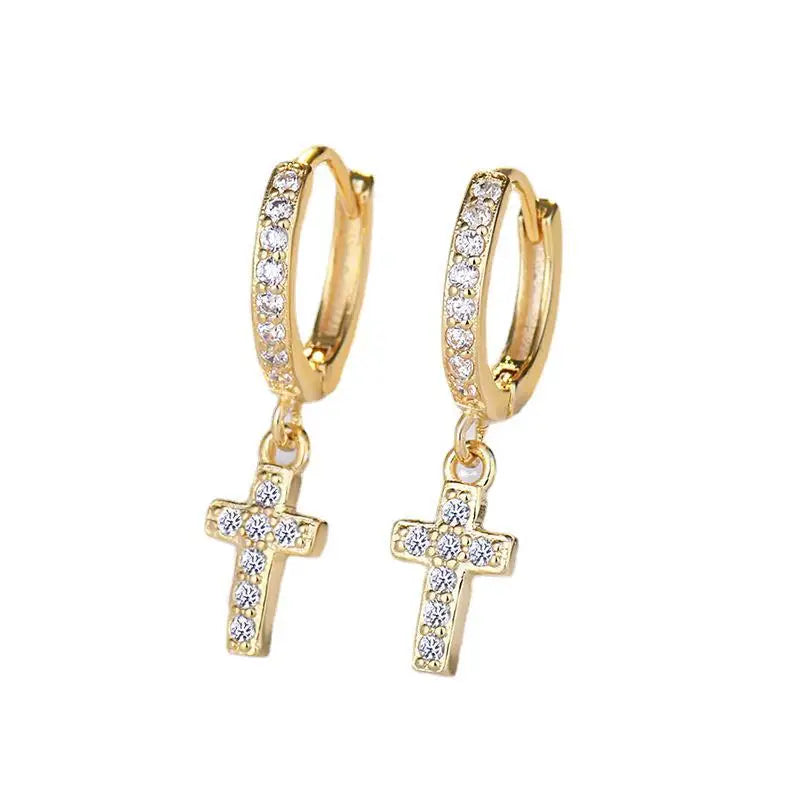 925 Sterling Silver Earrings High quality Cross sparkle 5A Zircon for Women Fashion Jewelry Wedding Engagement Party Gifts