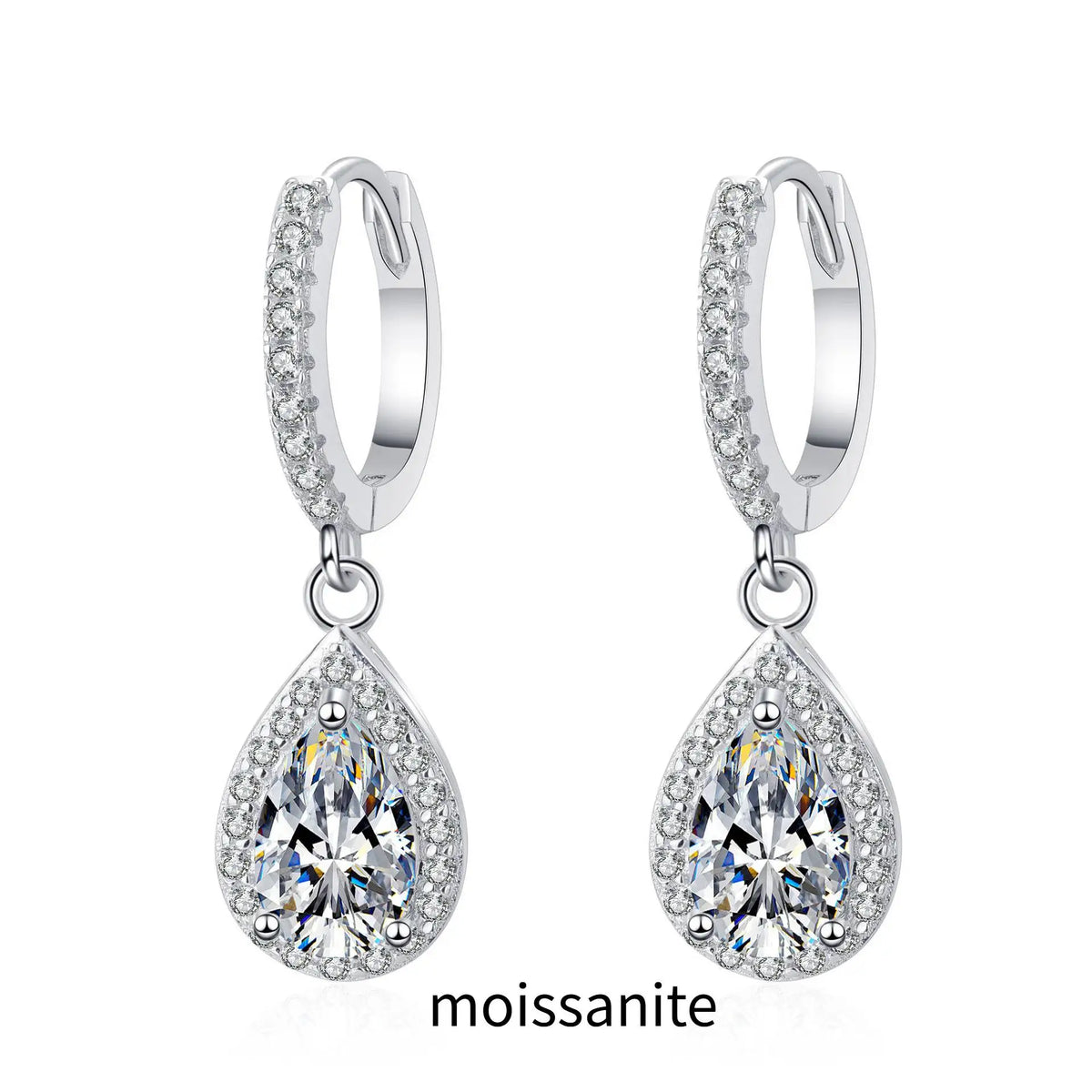 JoiasHome 1CT Pear Cut Moissanite Earrings For Women S925 Pure Silver Laboratory Cultivated Diamonds Elegant Wedding Jewelry