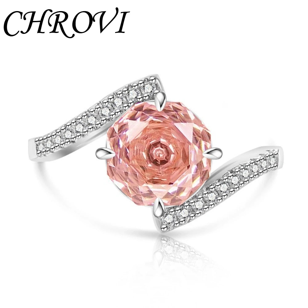 Luxury-Style 925 Sterling Silver Gemstone Rose Cut Ring for Women - Super Sparkling High-Carbon Diamond Finger Ring