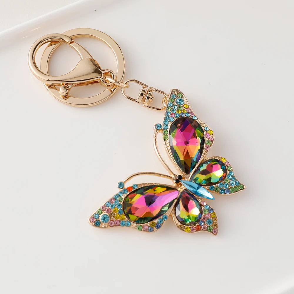 EASYA 2024 New Butterfly Keychain Collection Rhinestone Crystal Inlaid Car Pendant Handicrafts
