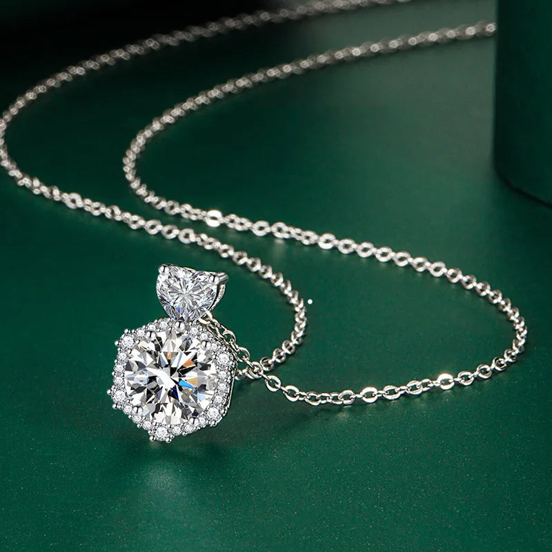 Nice 5A Zircon Necklace Pendant 925 Sterling Silver For Women Wedding Engagement Jewelry Plated 18K white gold Necklaces party