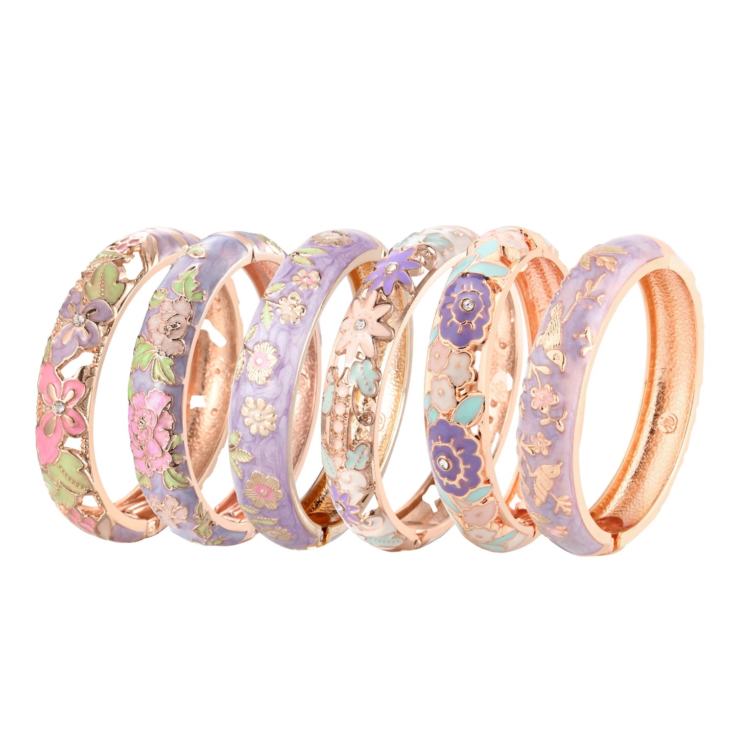 1/6 PCS Purple Enamel Bangle On Hand Cloisonne Bracelet For Women India Women's Hand Bracelets African Jewelry Hawaiian Bohemian