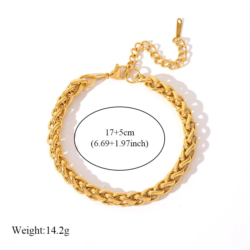 EILIECK 316L Stainless Steel Link Chain Bracelet For Women Trendy Punk 18K Gold Plated Waterproof Wrist Chain Jewelry Gift Party