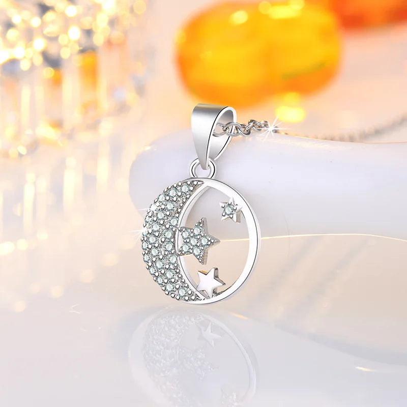 925 Sterling Silver Necklace Pendant AAA Zircon For Women Fashion Exquisite Student Girlfriend Jewelry Accessories Heart Gift