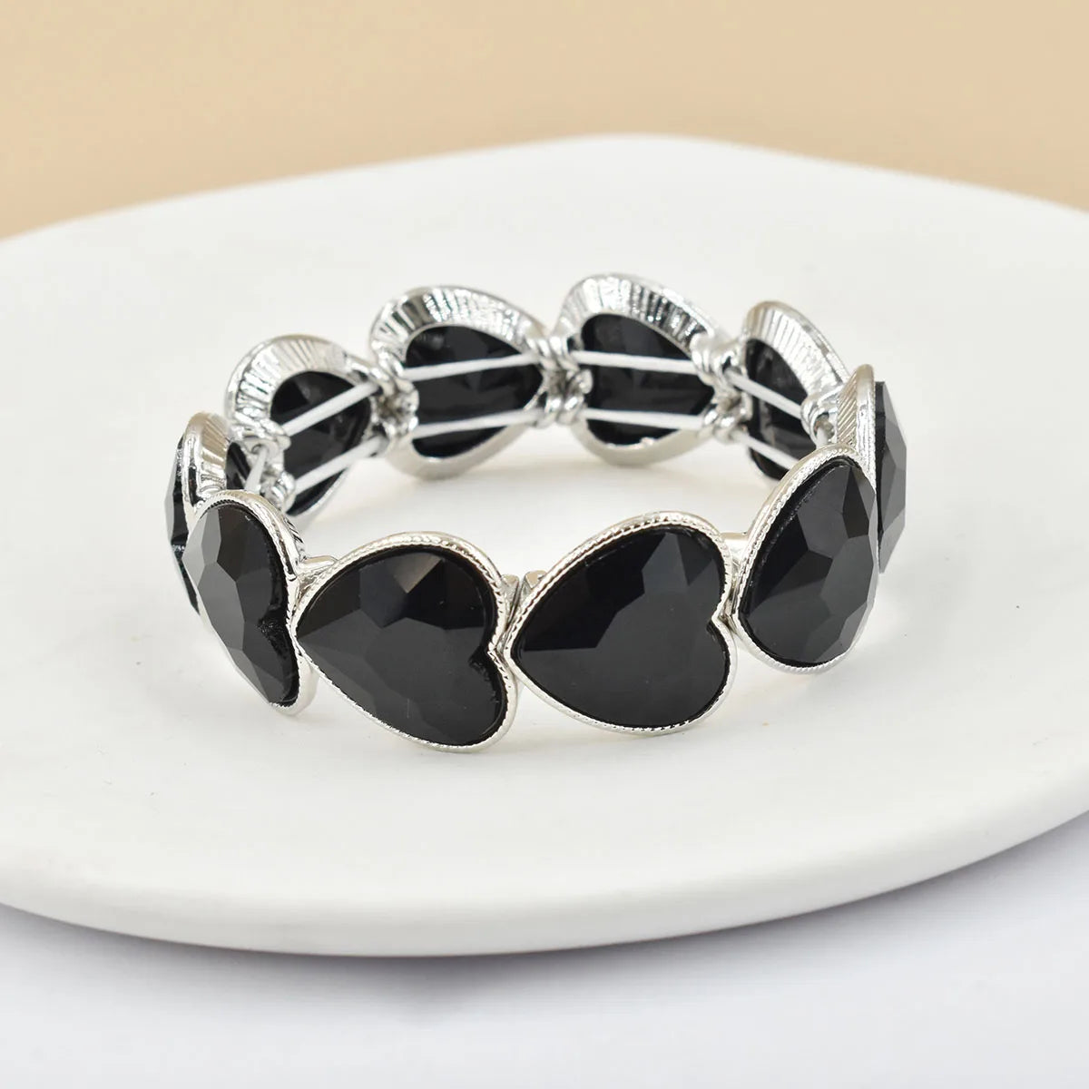 2026 New fashion crystal Women bracelet geometry thread red white blue charms elastic band heart shaped glass Atmospheric Love