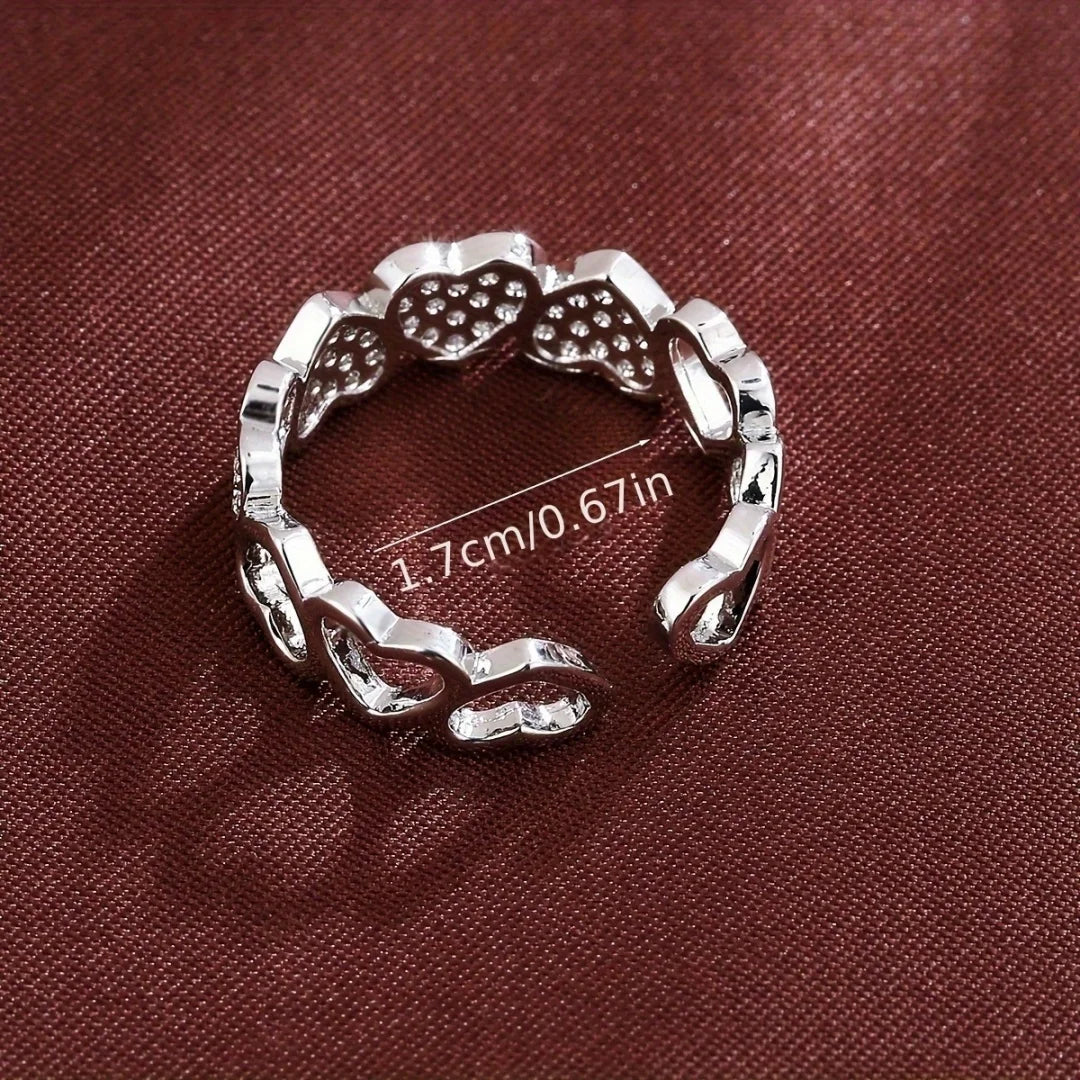 Cute Female Gold Color Heart Wedding Rings Promise Open Adjustable Engagement Jewelry For Women