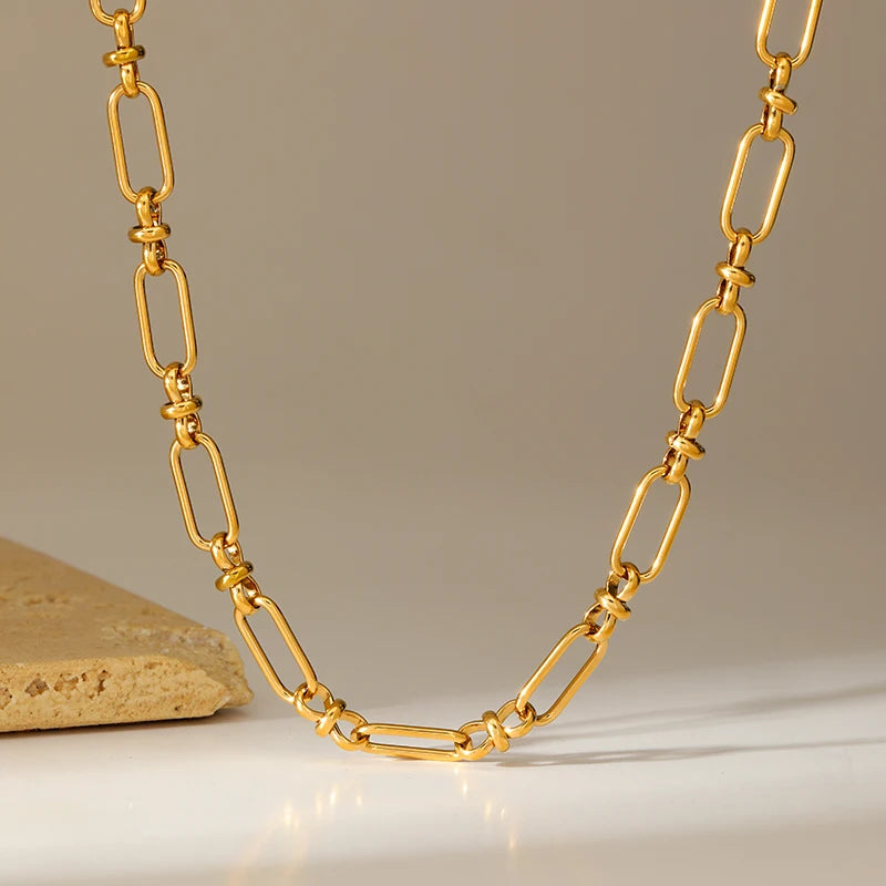 EILIECK 316L Stainless Steel Gold Color Chain Statement Necklace Bracelet For Women Charm Simple Jewelry Bijoux Jewelry Set Gift
