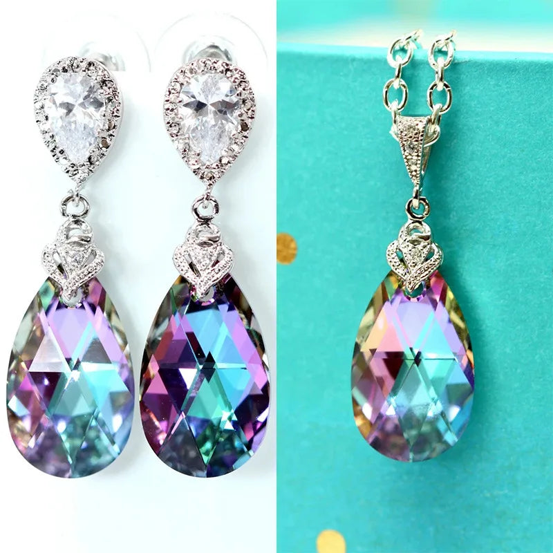 1 Pair Luxury Women's Hanging Earrings Sparkling Synthetic Gemstone Inlaid Fashionable Design for Banquets and Weddings Gifts