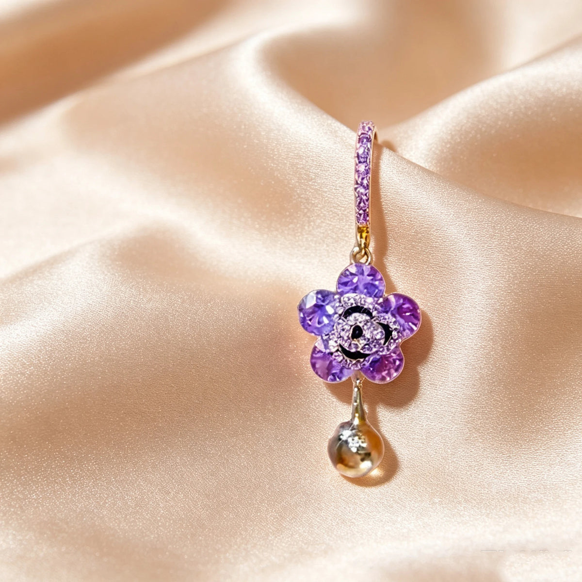 Charm Cute Female Small Purple New Flower Zircon Stone Fashion Drop Dangle Earrings Unique Gold Color Wedding Jewelry For Women
