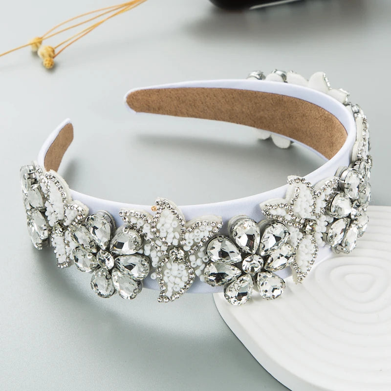 European and American Fashion Trend New Fabric Rhinestone Crystal Headband Women's Retro Baroque Bright Hair Band