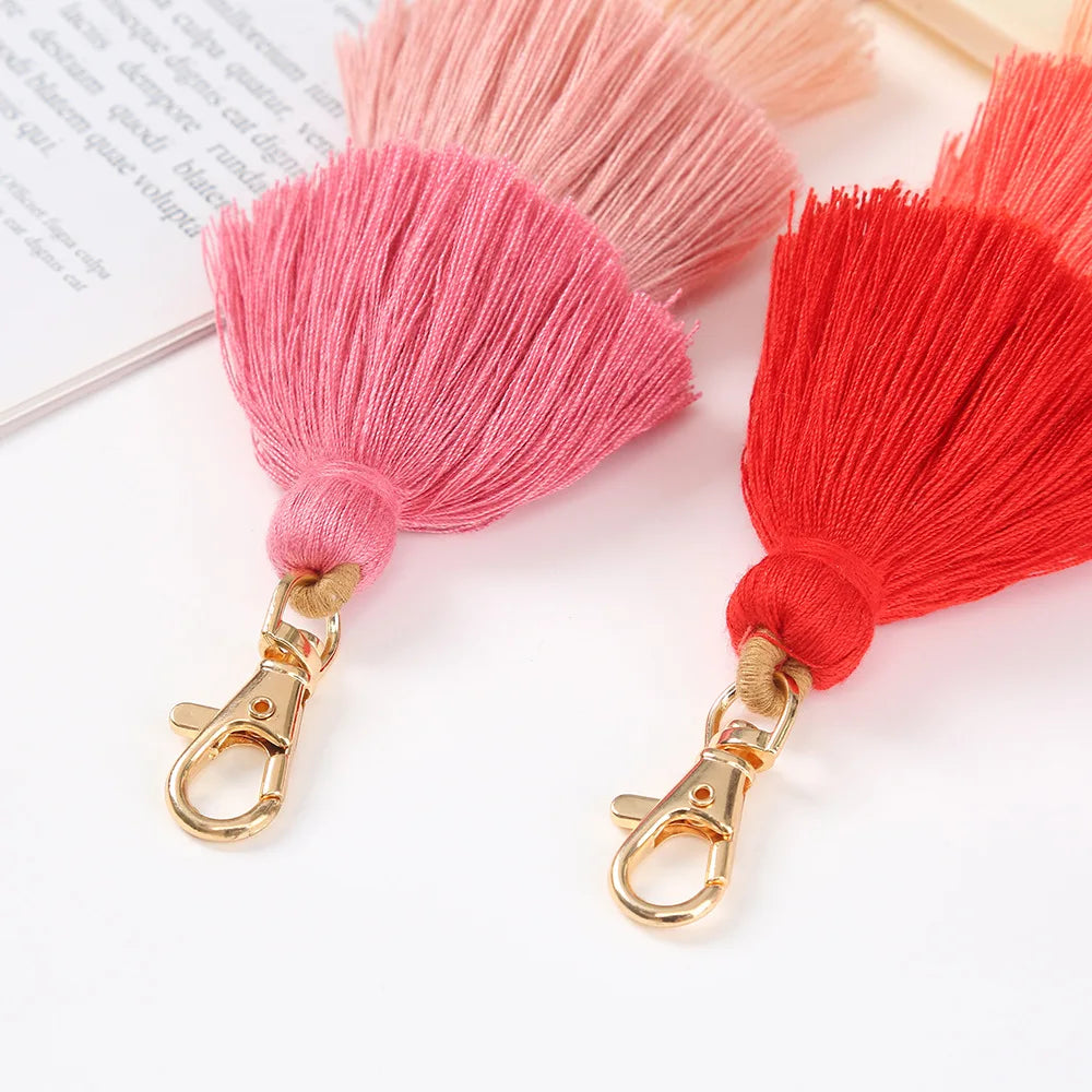 Boho Colorful Three-layer Tassels Pendant Keychains Ethnic Style Handmade Tassel Drop Jewelry Gifts Bag Accessory