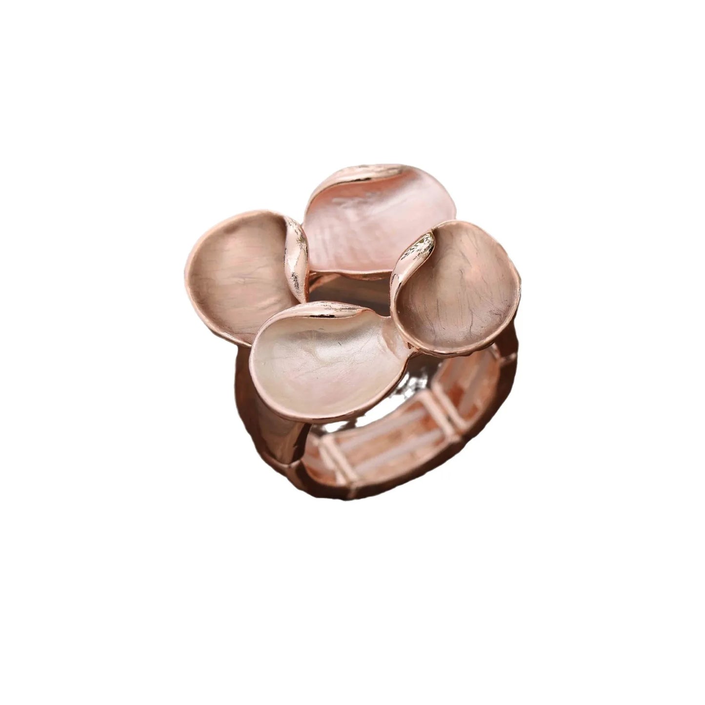 new colored petal alloy elastic ring, colored oil geometric petal women's small fresh ring