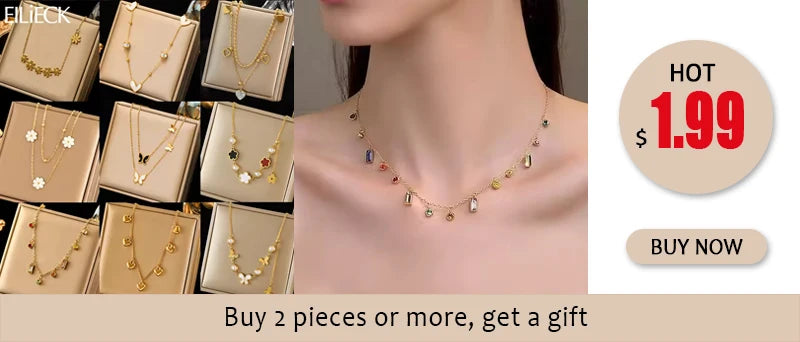 EILIECK 316L Stainless Steel Luxury Bling Zircon Moon Heart Pendant Necklace For Women 18K PVD Plated Neck Chain Jewelry Gift