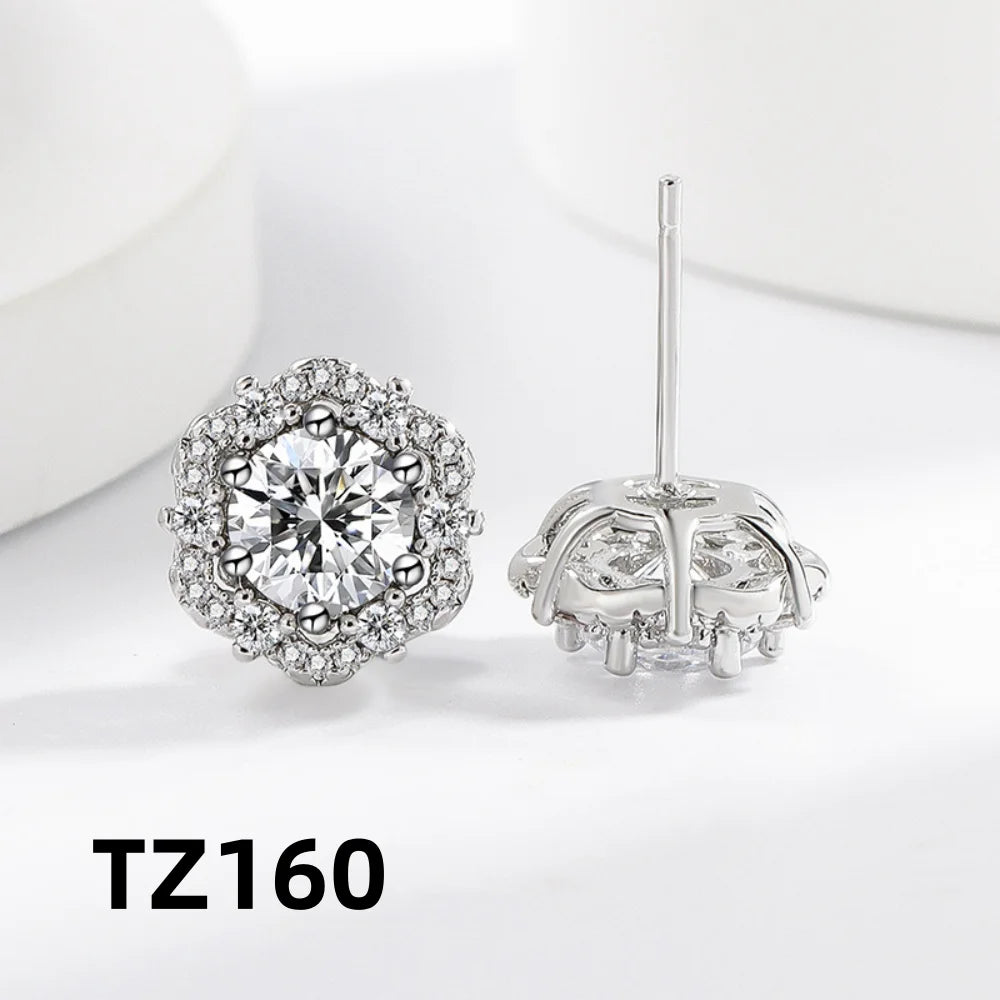 925 Sterling Silver Jewelry Set Round Zircon Necklace Earrings Ring Women Fashion Simple Birthday Wedding Party Jewelry Gift