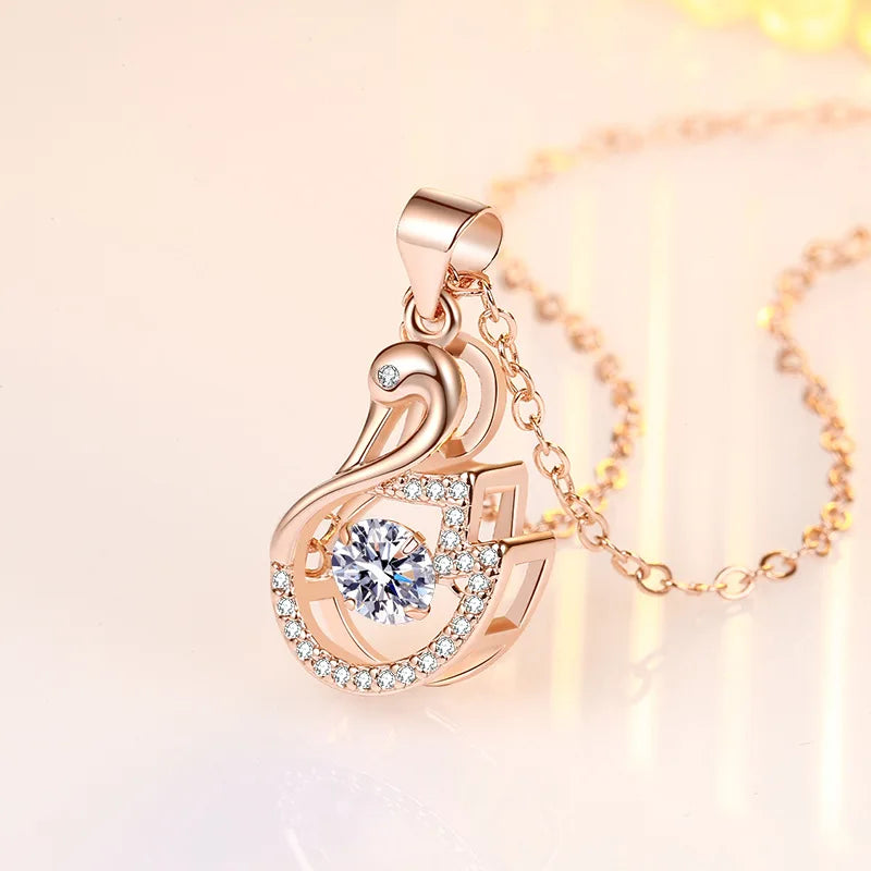 925 Sterling Silver Necklace Pendant AAA Zircon For Women Fashion Exquisite Student Girlfriend Jewelry Accessories Heart Gift