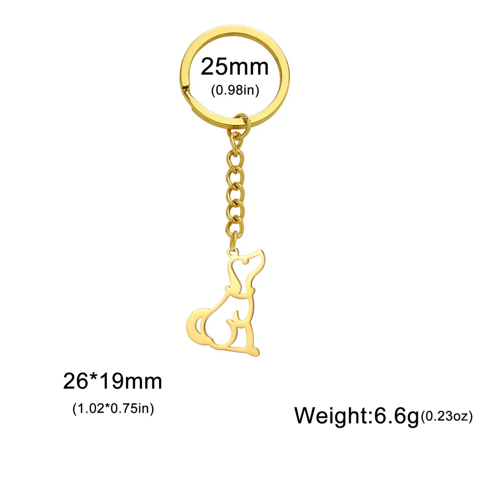 Cute Dog Samoye Keychain for Women Men Stainless Steel Dachshund Puppy Animal Lovers Key Ring for Car Backpack  Jewelry Gifts