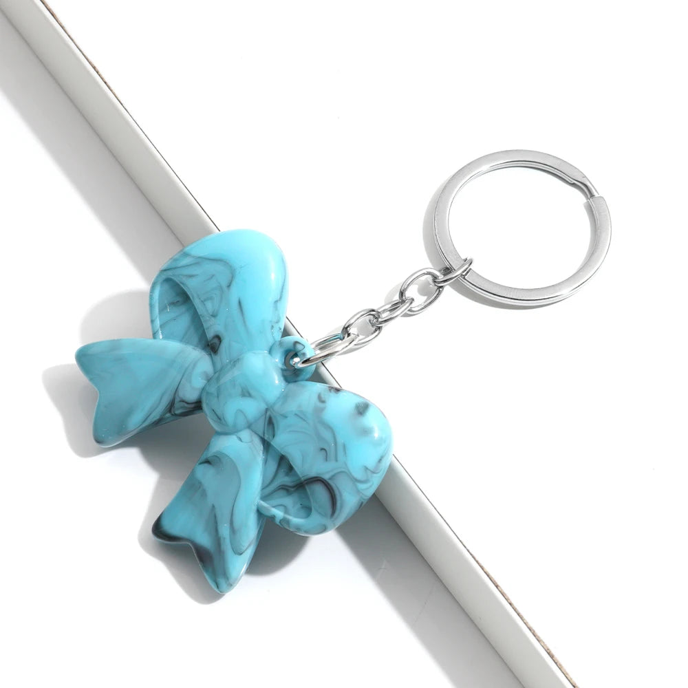 Trend Acrylic Colorful 3D Bowknot Keychains for Women Y2K Key Chain Bag Car Phone Pendant Accessories Gifts