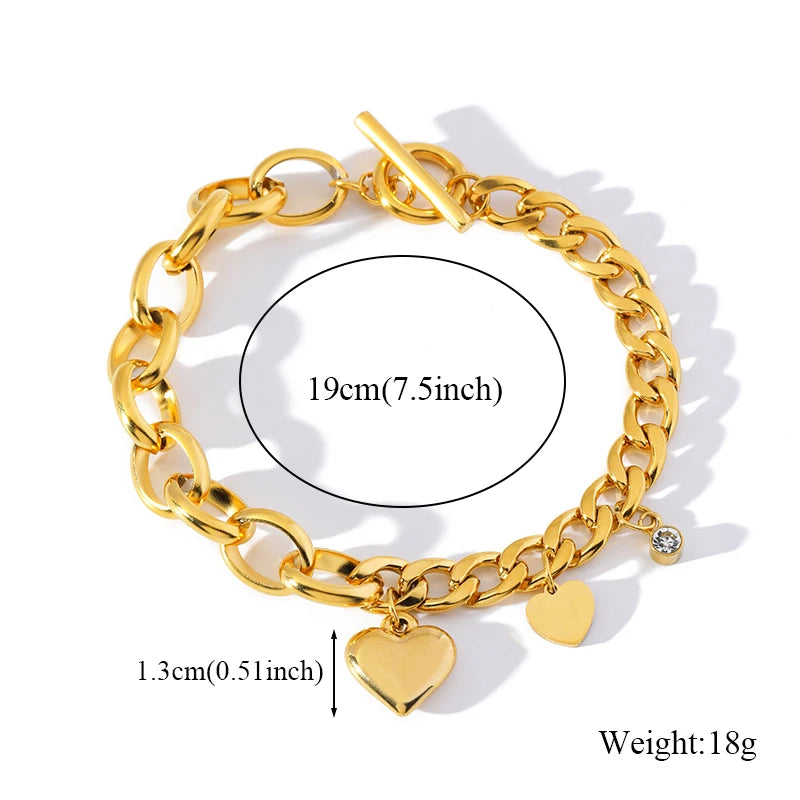 EILIECK 316L Stainless Steel Metal Gold Color Charm Bracelet Wrist Chain Trendy Texture Jewelry for Women Bijoux Femme Gift