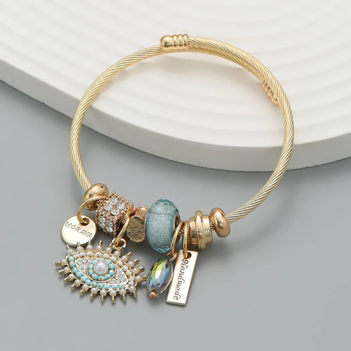 Fashion Multi Element Stainless Steel Circle Panjiadora Beaded Love Bracelet Suitable for Women's Dating, Daily Holiday Gifts