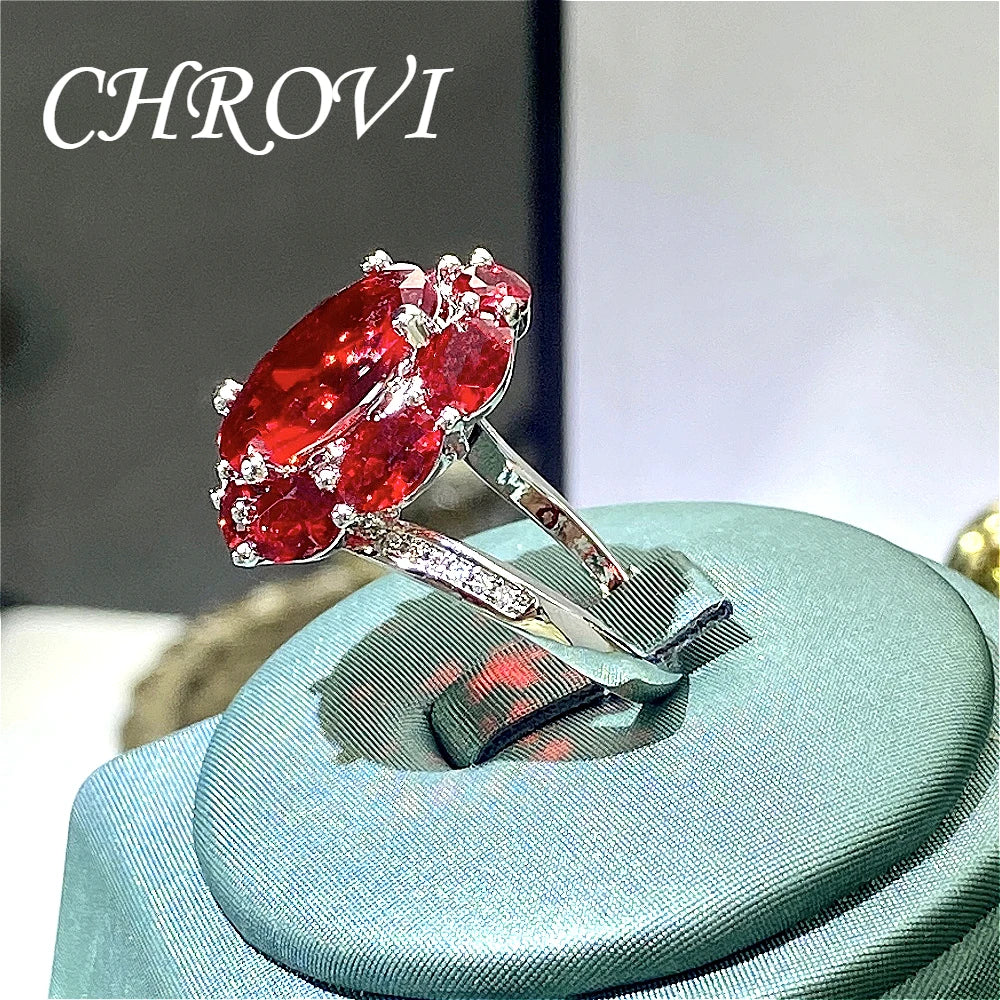 New luxury 925 pure silver gemstone yellow diamond high-carat carbonated ring - creative red large-carat engagement women's ring
