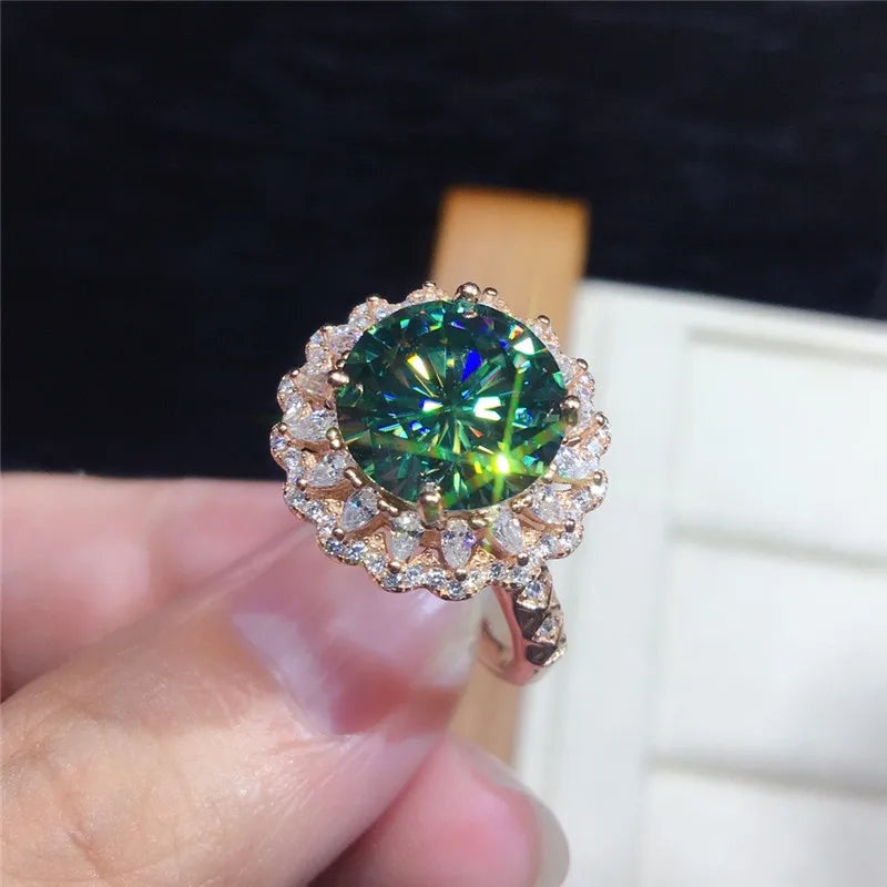 Huitan Big Round Green Cubic Zirconia Finger Ring for Women Brilliant Accessories Vintage Ring Retro Party Luxury Jewelry 2022
