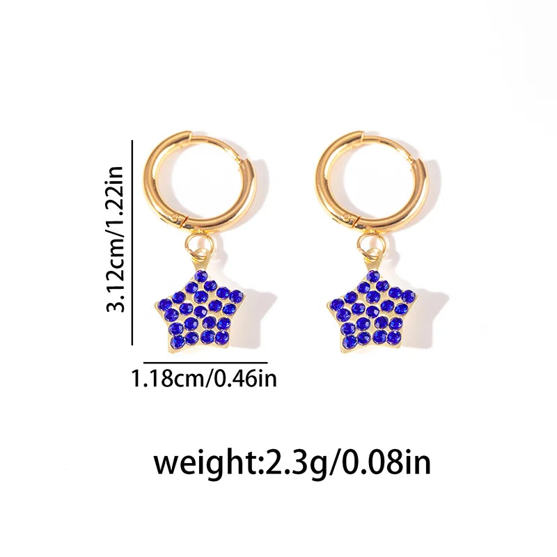 ANENJERY 316L Stainless Steel Heart Geometry Cross Star Circular Zircon Pendant Earrings For Women Fashion Simple Jewelry Gifts