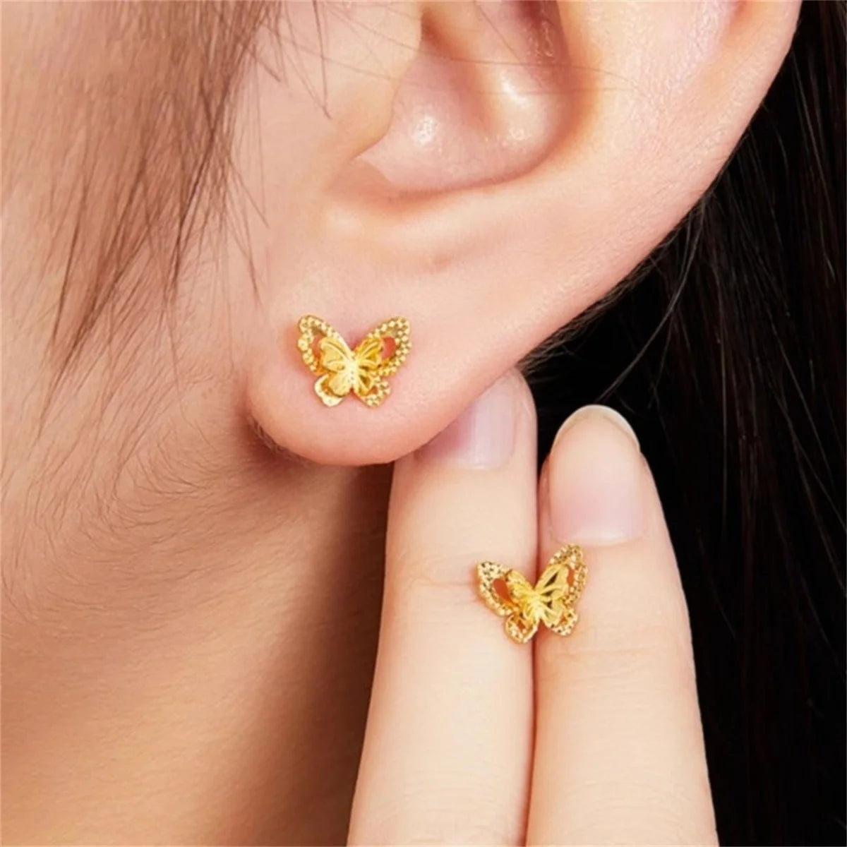 Small Butterfly Luxury Charm Female Meatl Fashion Stud Earrings Gold Color Wedding Jewelry For Women