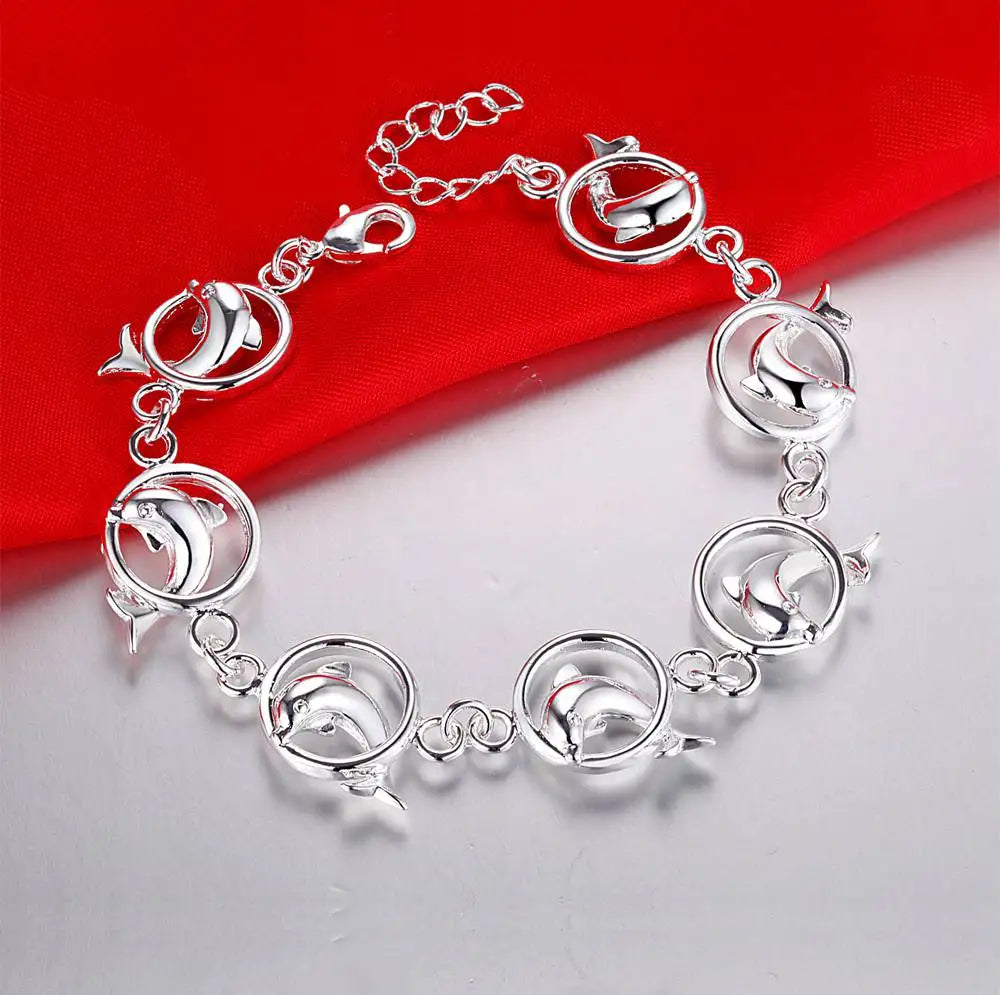 925 Sterling Silver Bracelet Dolphin High Quality Romance Chain For Women Fashion Engagement Party Wedding Jewelry Gift