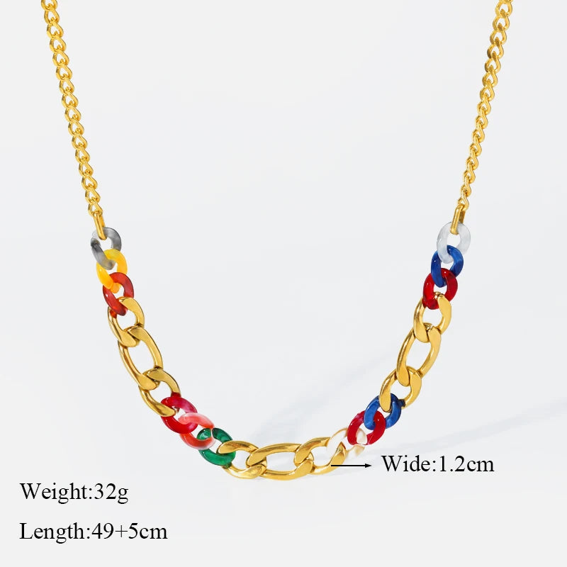 EILIECK 316L Stainless Steel Thick Chain Necklace Bracelet For Women Fashion Trendy Exaggerated Punk Jewelry Set Gift Party