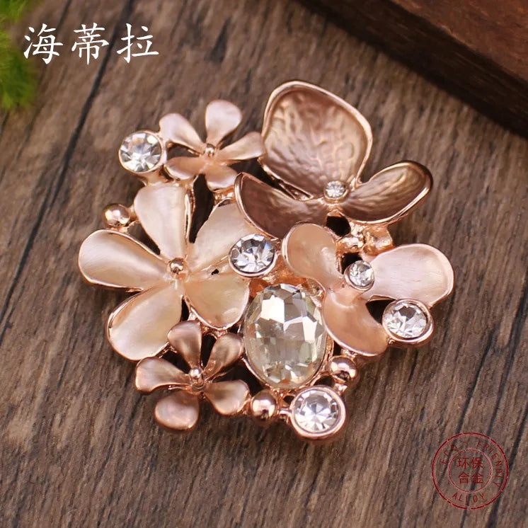 new color oil geometric flower diamond magnetic brooch, fashionable and high-end women's versatile brooch