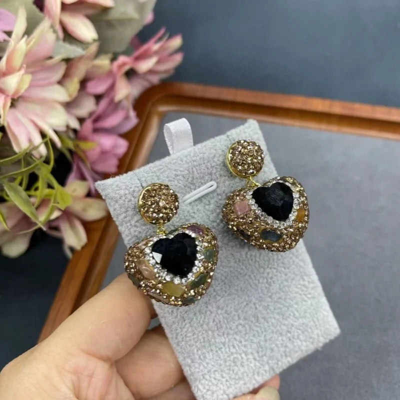 New crystal heart-shaped earrings for women dazzling AAA zircon jewelry