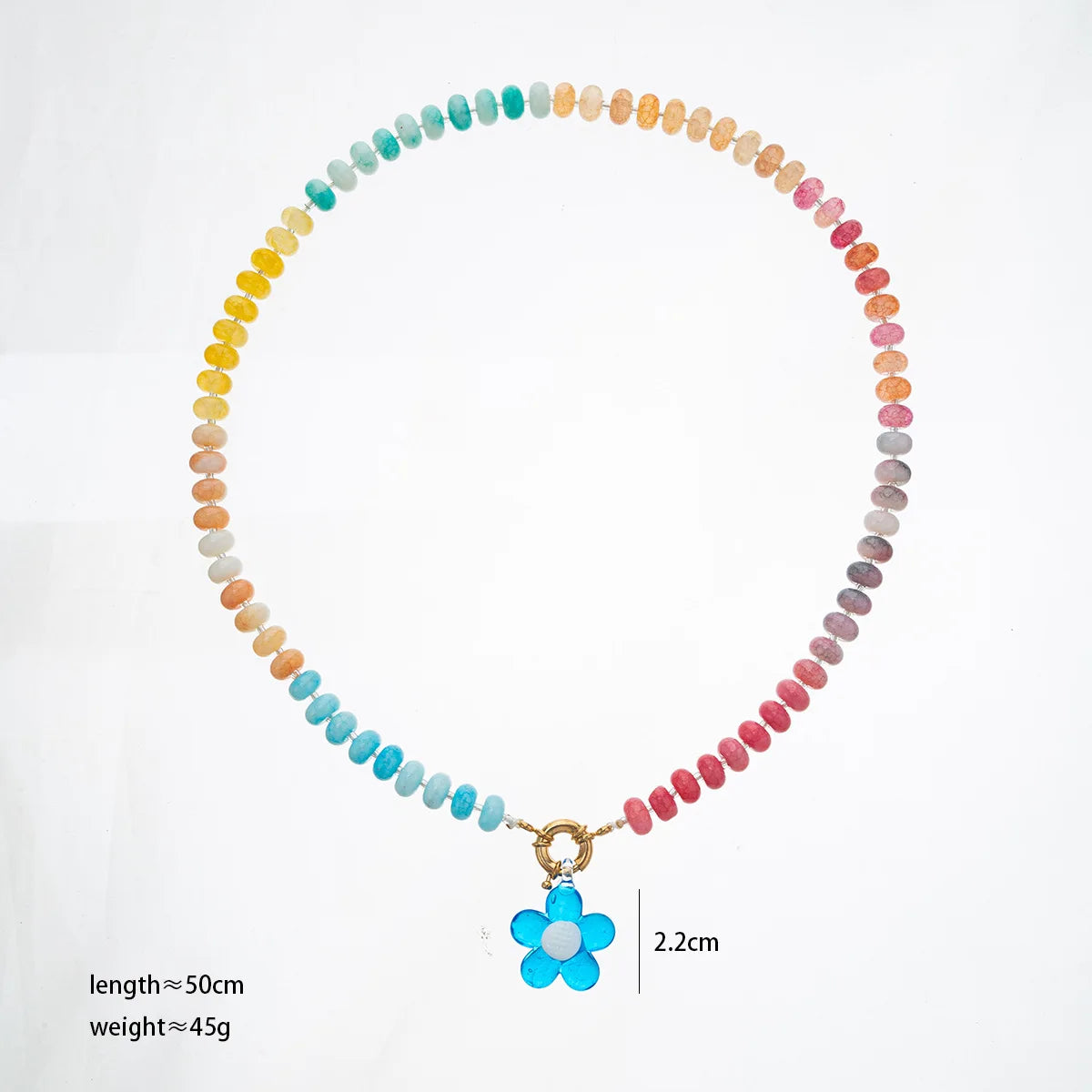 2026 Handmade Acrylic Rainbow Flower Colorful Beaded Necklace Summer Beach Dopamine Necklace Gift