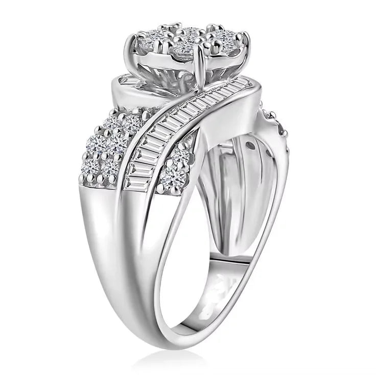 New Geometrically Wrapped Diamond Ring Women's Creative Jewelry White Zircon Ring For Party Birthday And Wedding Gift