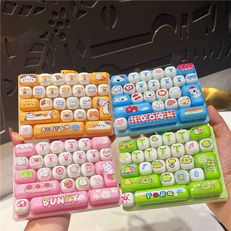 Silicone 26 Key Press Button Fidget Bag Charm Keychain Stress Relief Decompression Keyboard Keyring for Family Party Adults Kids