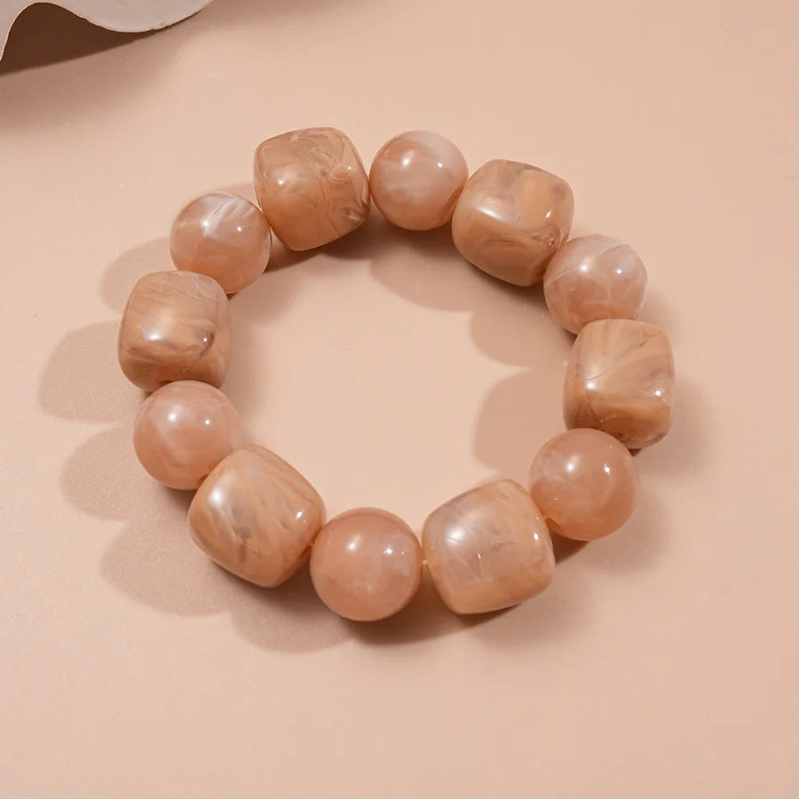 Acrylic Irregular Square Round Beaded Bracelets for Women Multicolor Bohemia Geometric Handmade Bangles Couple Jewelry Travel C
