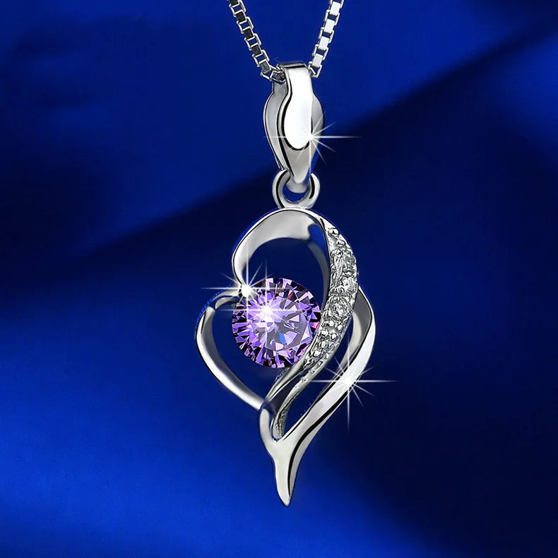 925 Sterling Silver Necklace Pendant Romance Heart Zircon High Quality For Woman Fashion Wedding Engagement Jewelry Gift