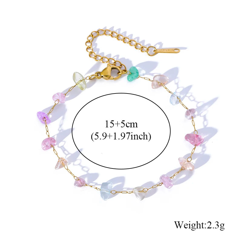 EILIECK 316L Stainless Steel Colored Acrylic Stones Necklace Bracelets Set For Women Trendy Neck Chain Waterproof Jewelry Gift