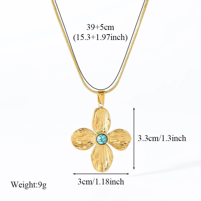 EILIECK 316L Stainless Steel Large Flower White Pearl Necklace For Women Fashion New Party Gift Neck Chain Waterproof Jewelry