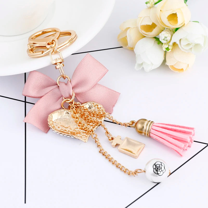 Easya New Pink Bow Love Keychain Backpack Luxury  Jewelry Gift
