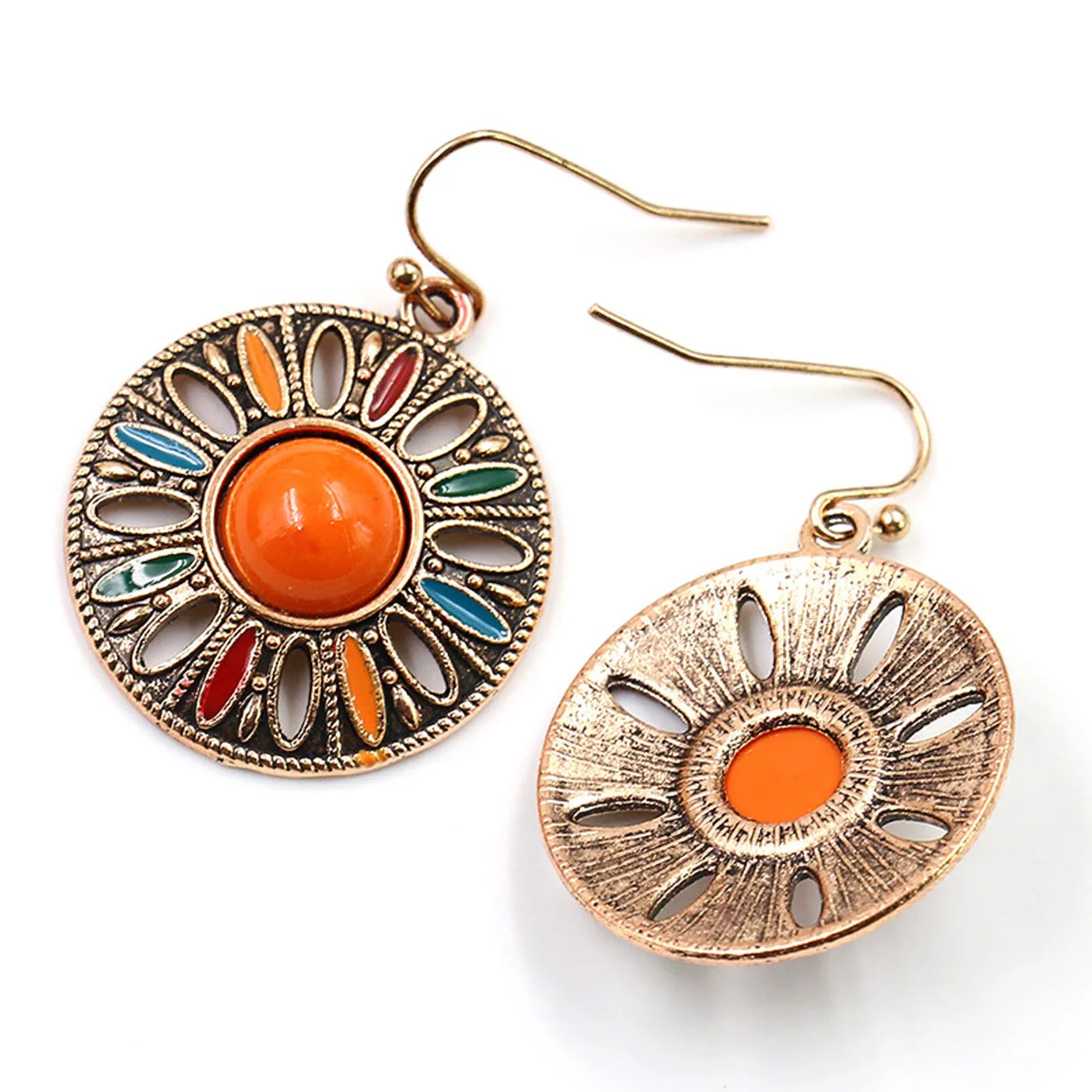 2PC Women's Fashion Bohemian Style Colorful Disc Earrings Jewelry Accessories Suitable for Date, Party, Festival Gifts-4535