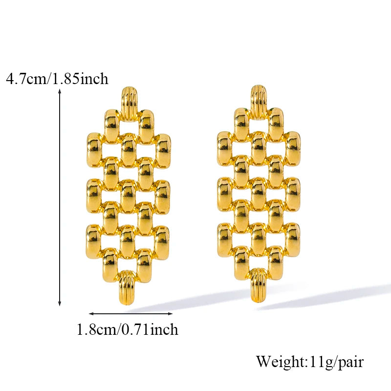 EILIECK 316L Stainless Steel Geometric Loops Dangle Earrings For Women New 18K Gold PVD Plated Ear Stud Water-resistant Jewelry