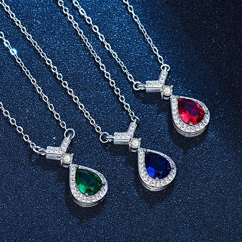 925 Sterling Silver Necklace Pendant sparkle Crystal For Women Fashion Jewelry Party Wedding Accessories Gifts